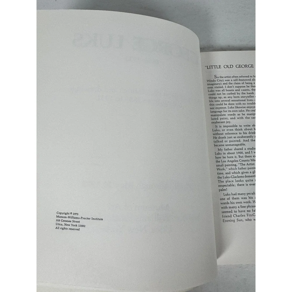 George Luks Art Exhibition Catalog 1973 Munson-Williams-Proctor Institute